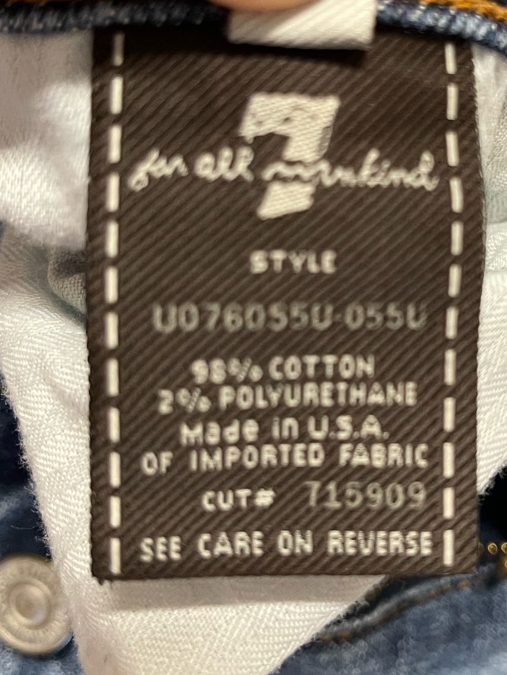 7 For All Mankind Medium Blue Flare Jeans with Raw Hem - Picture 3 of 6
